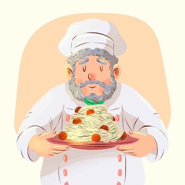 International chefs day watercolor illustration