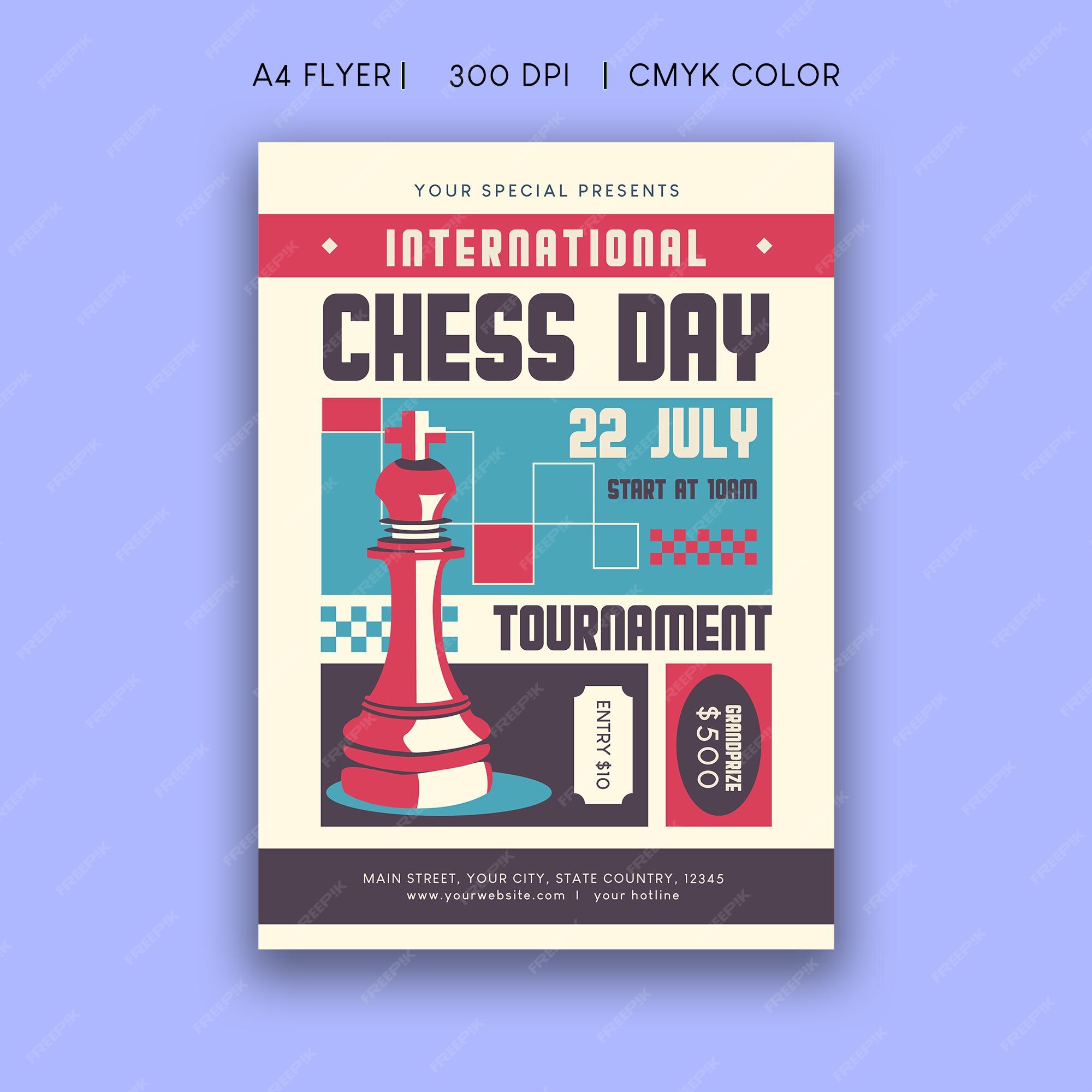 Premium Vector  World chess day flyer