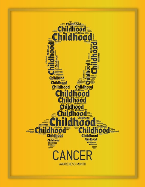 International childhood cancer awareness month vector lettering illustration with ribbon