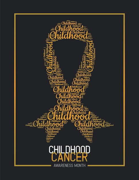 International childhood cancer awareness month vector lettering illustration with ribbon