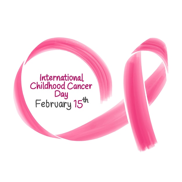 International Childhood Cancer Day 15 februari hand belettering aquarel roze lint