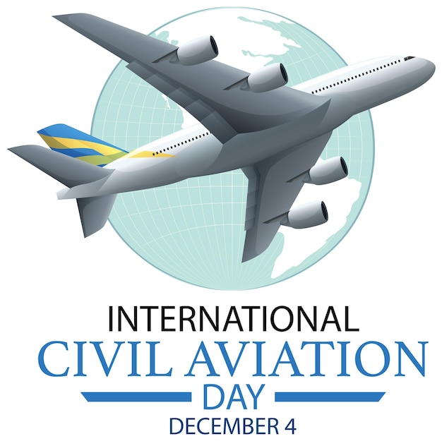 Vector international civil aviation day icon banner