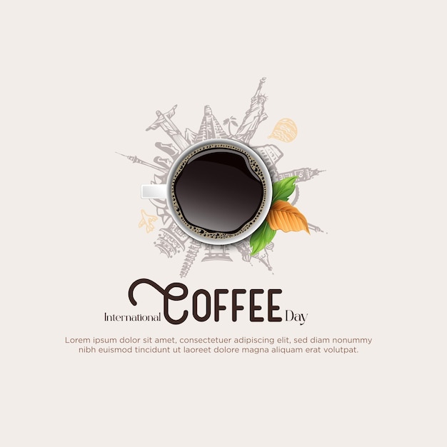 Vector international coffee day creative ads