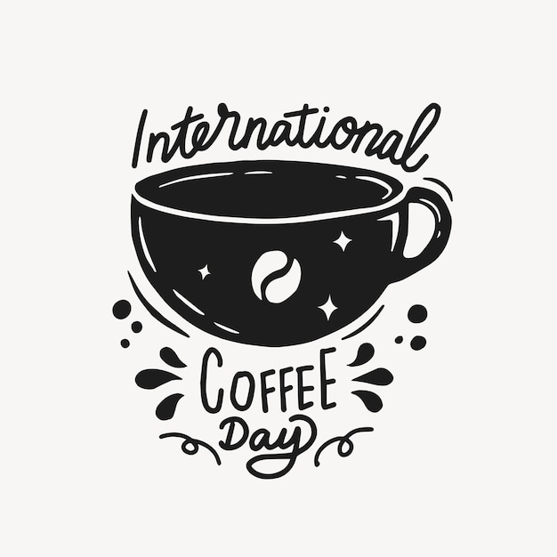 Vettore illustrazione dell'evento della giornata internazionale del caffè disegnata a mano in stile schizzo doodle