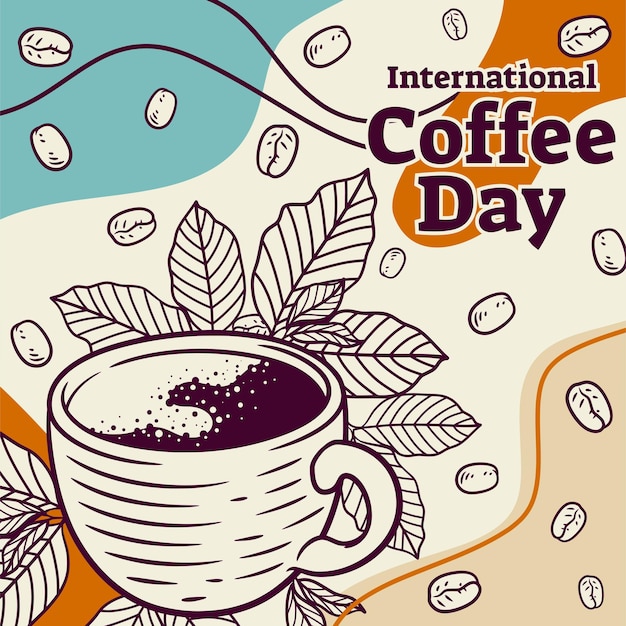 International coffee day graphic illustration