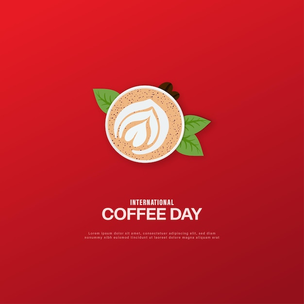 international Coffee Day greeting card seeds vector illustration
