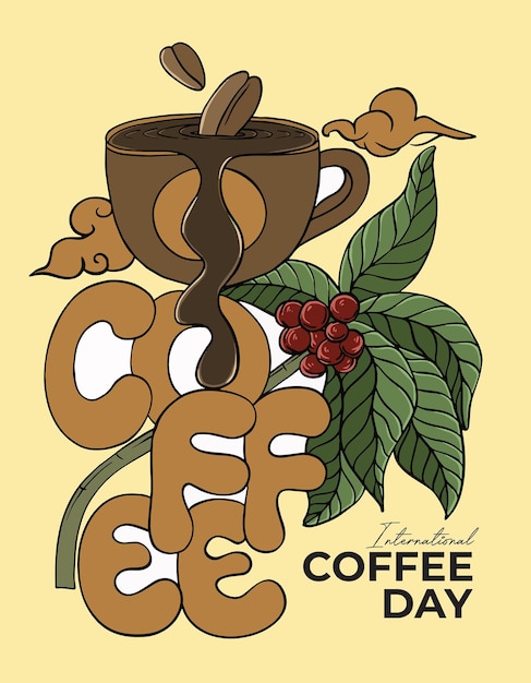 Vettore illustrazione vettoriale eps10 della giornata internazionale del caffè