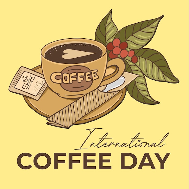 Premium Vector International coffee day illustration vector eps10