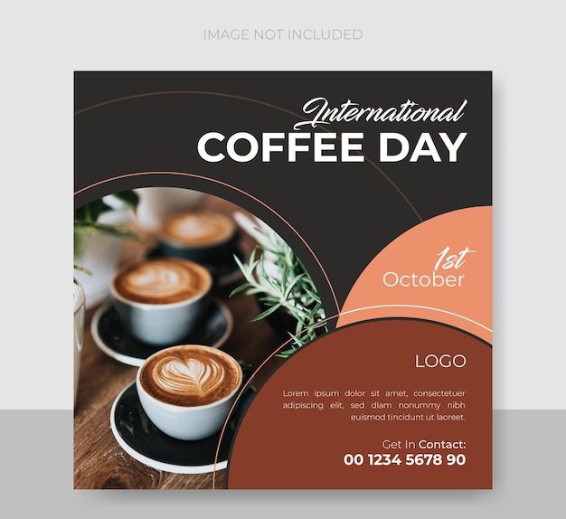 International coffee day Instagram social media post design template