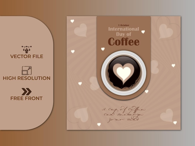 International Coffee Day Social Media Post Banner Premium Template.