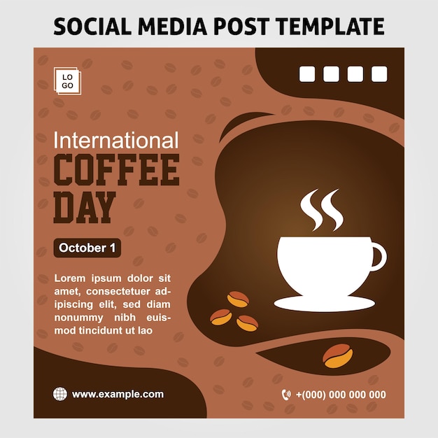 Modello di post sui social media per la giornata internazionale del caffè