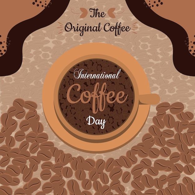 Vector international coffee day social media template