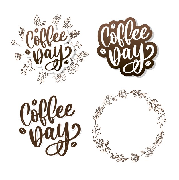 International coffee day sticker set