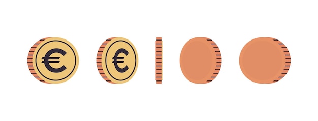 Вектор Монеты международной валюты и золотые монеты под разными углами вращения концепции полной длины.