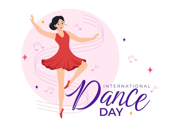 International Dance Day Illustration on 29 April with Professional Dancing Performing at Stage