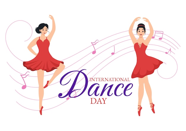 International Dance Day Illustration on 29 April with Professional Dancing Performing at Stage