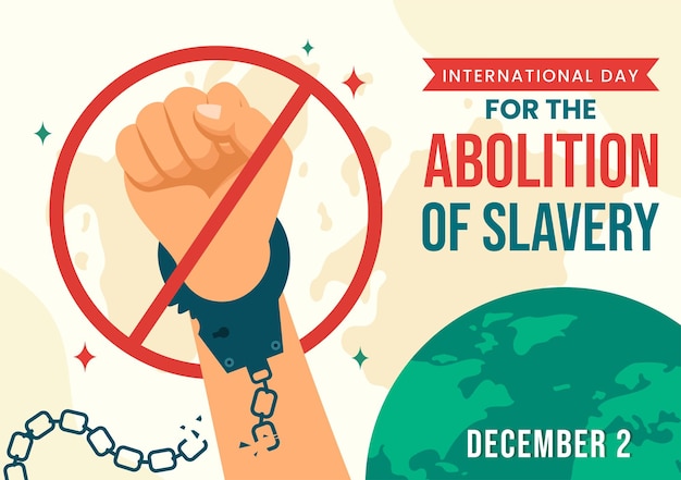 International Day for the Abolition of Slavery Illustration on December 2 with Handcuffs and Hands