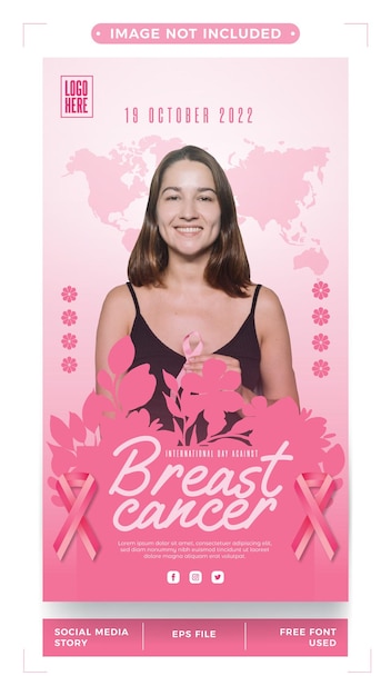 Vettore modello di poster di saluto della giornata internazionale contro il cancro al seno