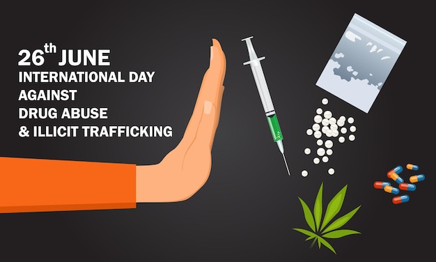 Vector international day against drug abuse and illicit trafficking banner vector