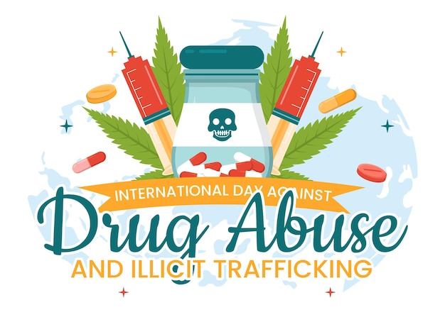 International Day Against Drug abuse and Illicit Trafficking illustration with Anti Narcotics