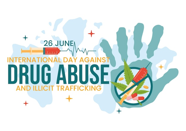 Vector international day against drug abuse and illicit trafficking illustration with anti narcotics