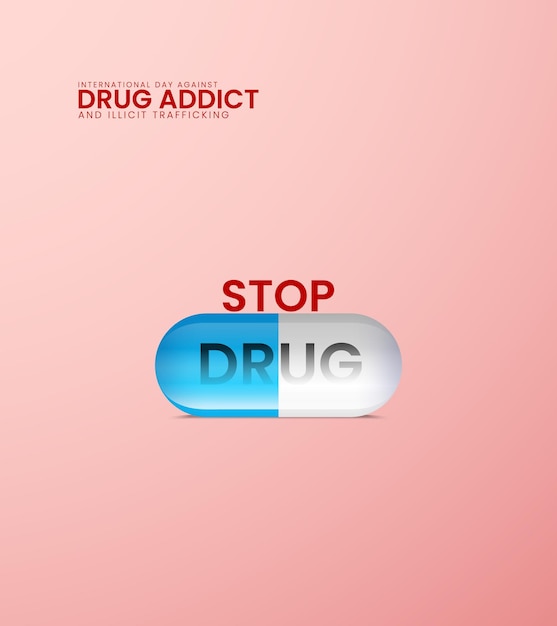 International day against drug addict drug addict day design for social media banner poster