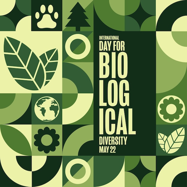 International Day for Biological Diversity May 22 Holiday concept Template for background banner card poster with text inscription Vector EPS10 illustration