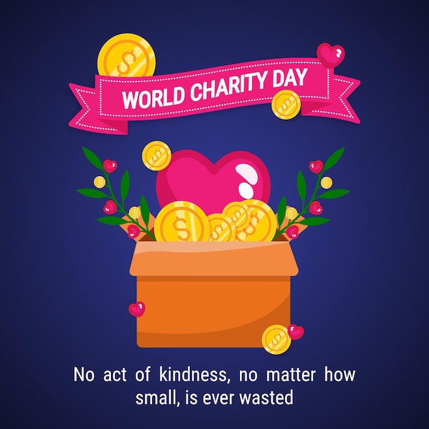 International day of charity instagram and facebook post illustration