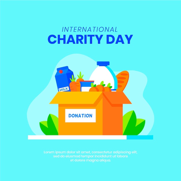 Vector international day of charity with donations