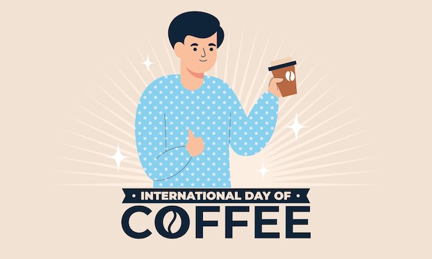 International day of coffee illustration hand drawn vector