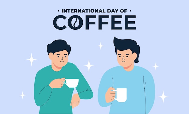 International day of coffee illustration hand drawn vector