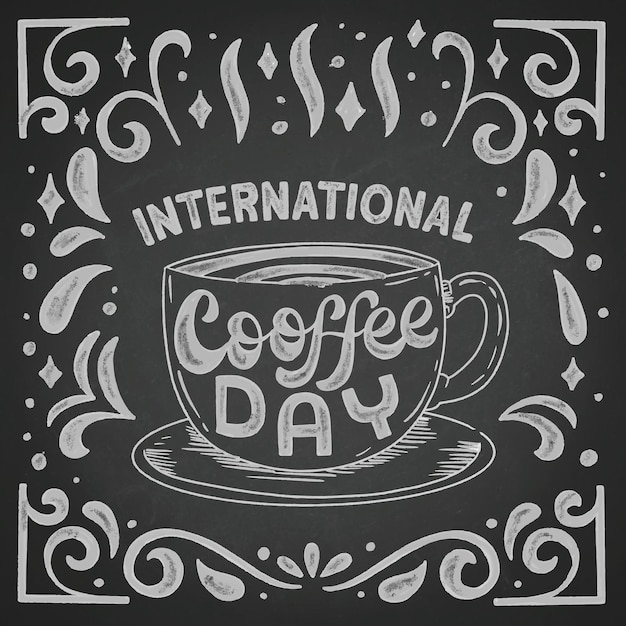 Vector international day of coffee lettering