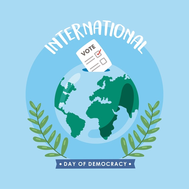 International day democracy lettering card