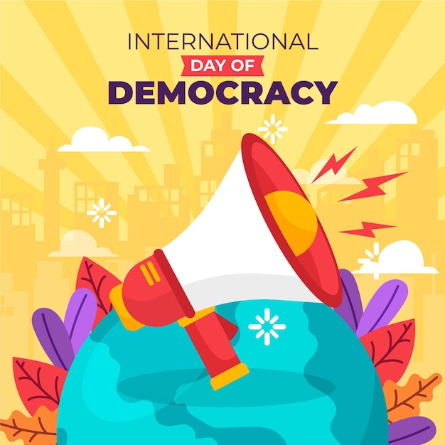 メガホンを使った国際民主主義の日