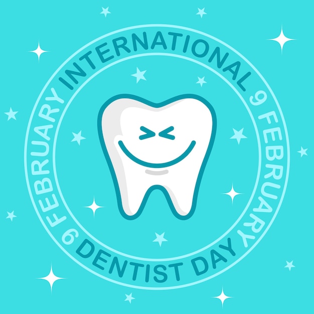 International day of the dentist. white tooth with a cute smile