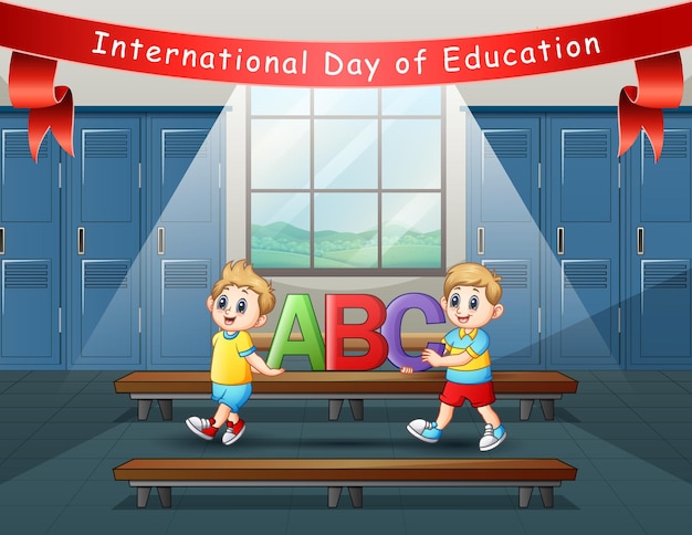 International day of Education with children holding ABC letter