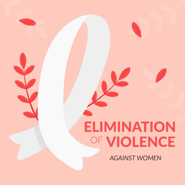 International day for the elimination of violence against women awareness ribbon with plant