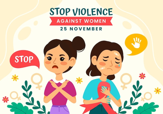 International Day for the Elimination of Violence Against Women Vector Illustration with Girl Design