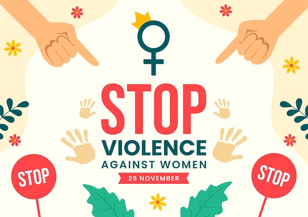 女性に対する暴力撤廃の国際デー 女の子のデザインのベクトル図