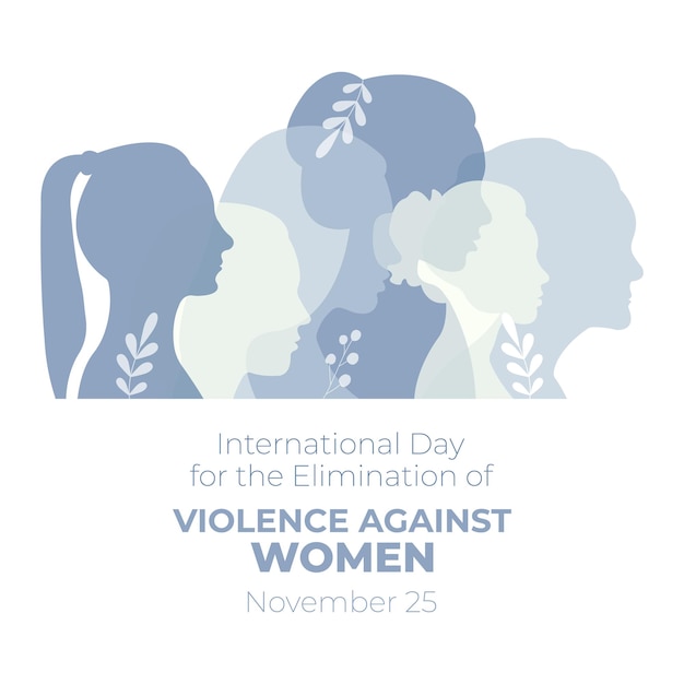 女性に対する暴力撤廃の国際デー女性のシルエットが描かれたバナー