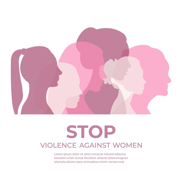 Vector international day for the elimination of violence against womenbanner with silhouettes of women