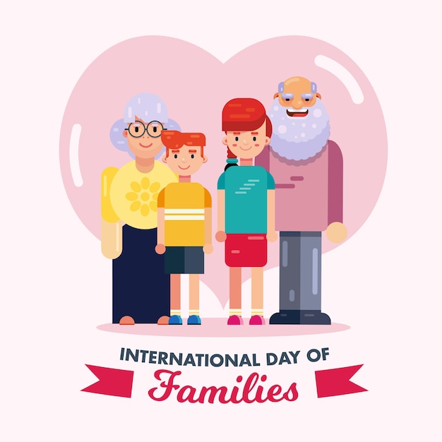 international day of families 15 may family love heart old grandparents kids illustration design vector