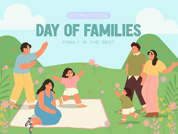 Vector international day of families celebration in nature vector illustrations