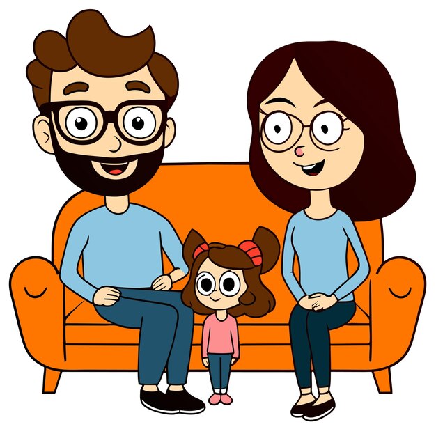 International day of families parent scene hand drawn flat stylish cartoon sticker icon concept