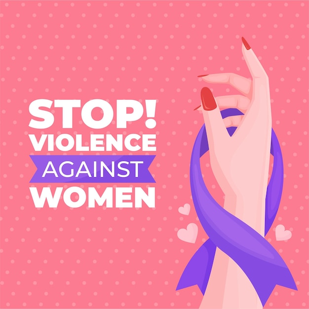 Международный день борьбы за ликвидацию насилия в отношении женщин информационная лента с рукой