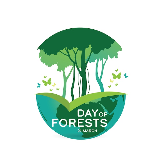 Modello di progettazione del logo della giornata internazionale delle foreste