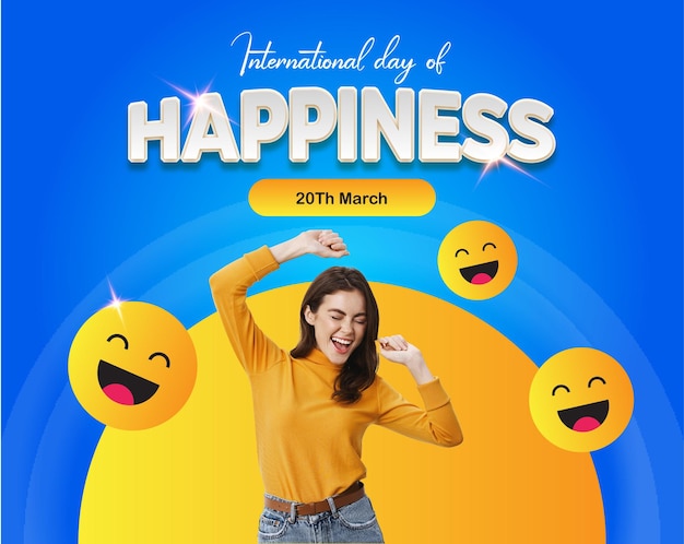 Vector international day of happiness in march