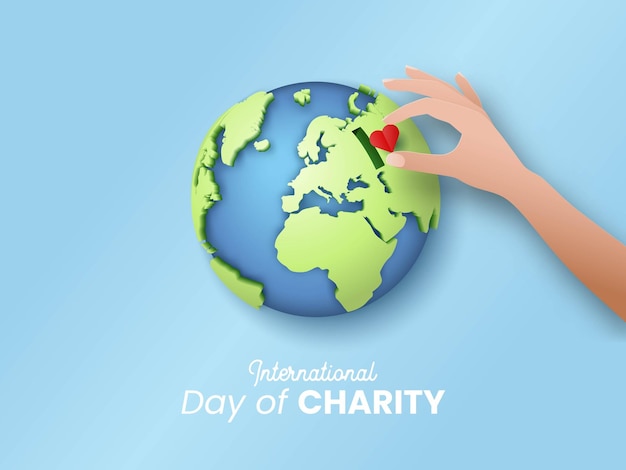 벡터 international day of charity illustration charity day concept 종이 컷 스타일