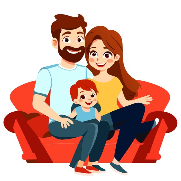 벡터 국제 가정의 날 부모 장면 손으로 그려진 평평한 세련된 만화 스티커 아이콘 개념