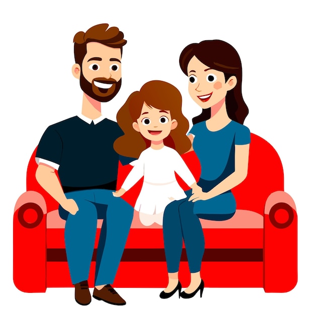 国際家族の日 親の家族のシーン 手描きの平らなスタイリッシュなアニメのステッカー